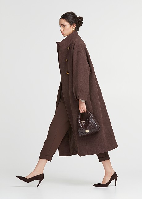 Long coat with a cape look