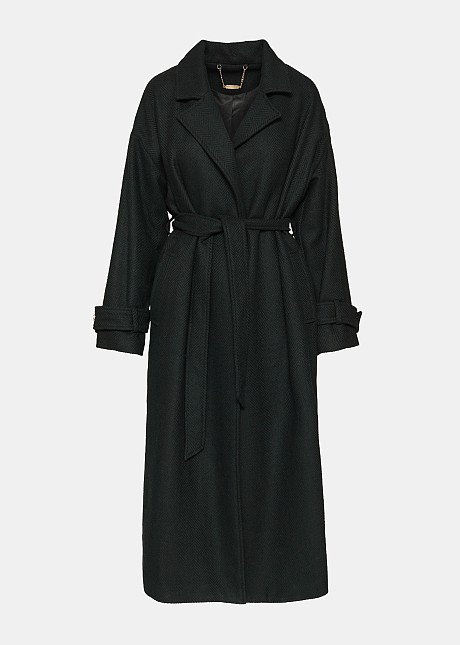 Long coat with detachable belt