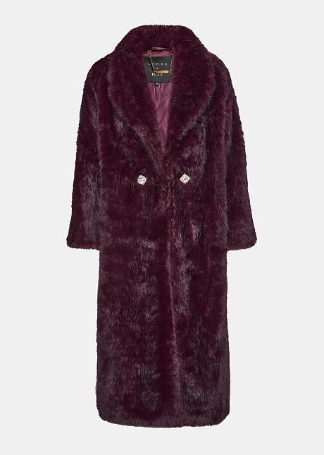 Longline faux fur coat