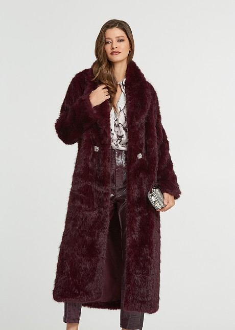 Longline faux fur coat