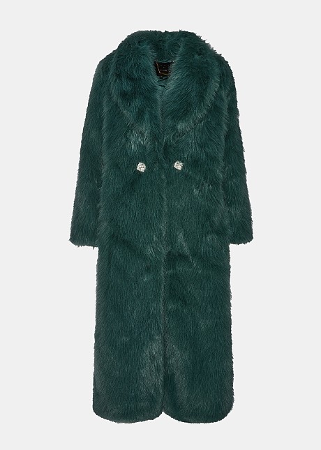 Longline faux fur coat