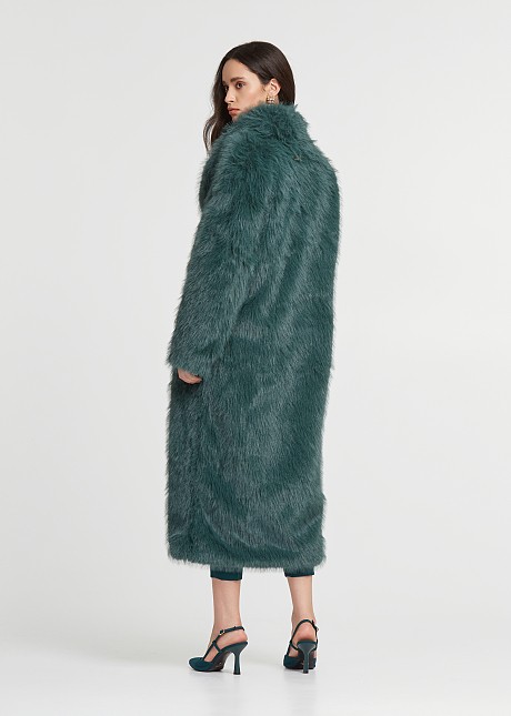 Longline faux fur coat