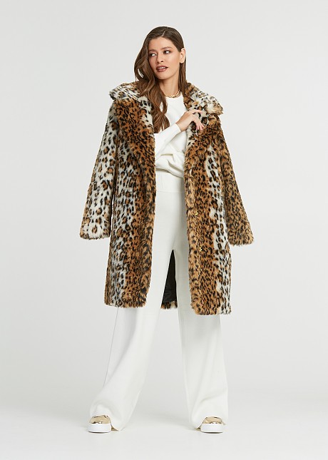 Animal print faux γούνα με διχρωμία