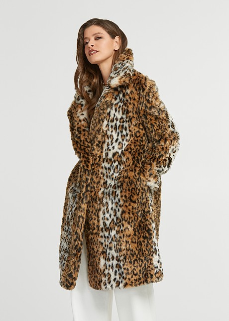 Animal print faux γούνα με διχρωμία