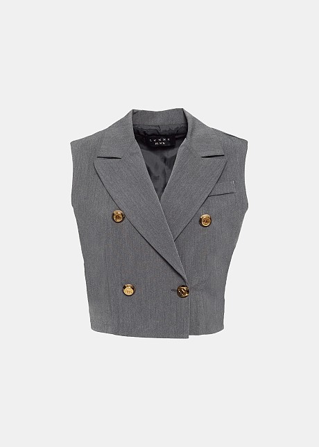 Cropped vest with a crossover fastening