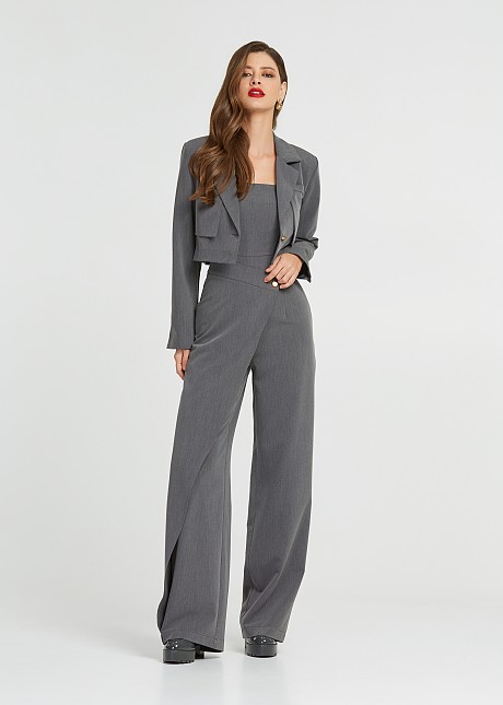 Strapless jumpsuit wideleg