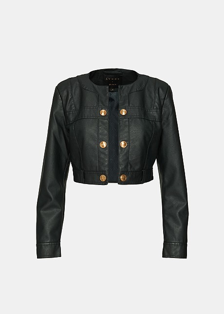 Leather look cropped jacket