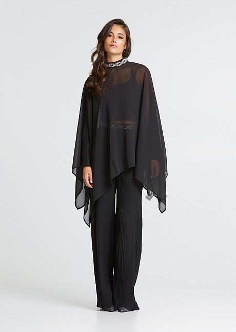 Blouse cape with crystals