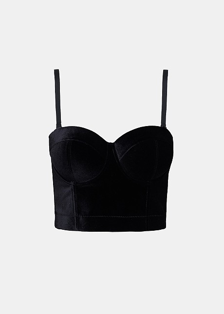 Top bralette cu aspect de catifea