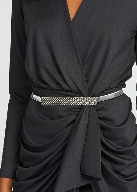 Metallic elastic belt with bold buckle