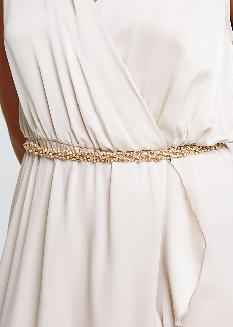 Chain belt with rhinestone braids