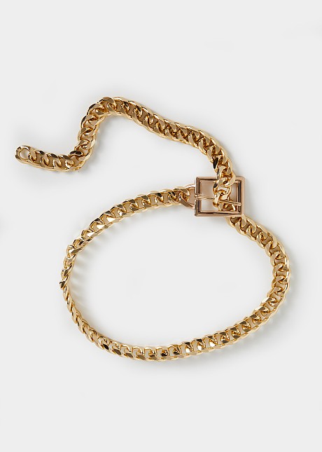 Big buckle bold chain belt in golden look