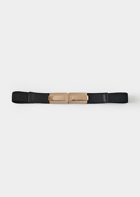 Slim elastic belt with golden buckle