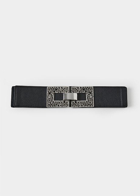 Wide belt with square buckle