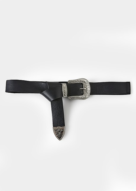 Western style belt in leather look