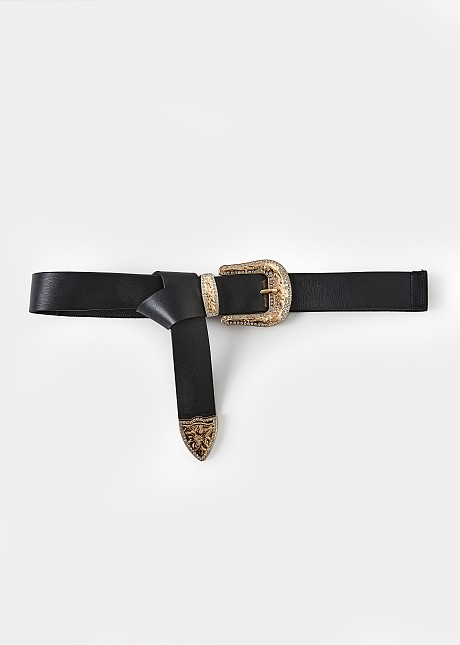 Western style belt in leather look