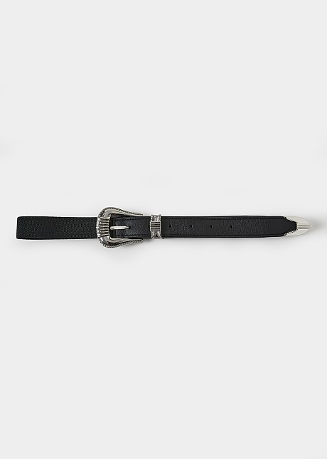 Skinny western belt in black