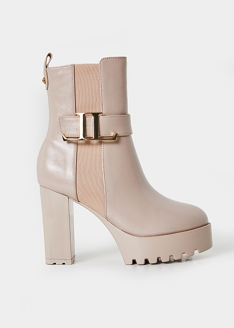 Platform heeled ankle boots