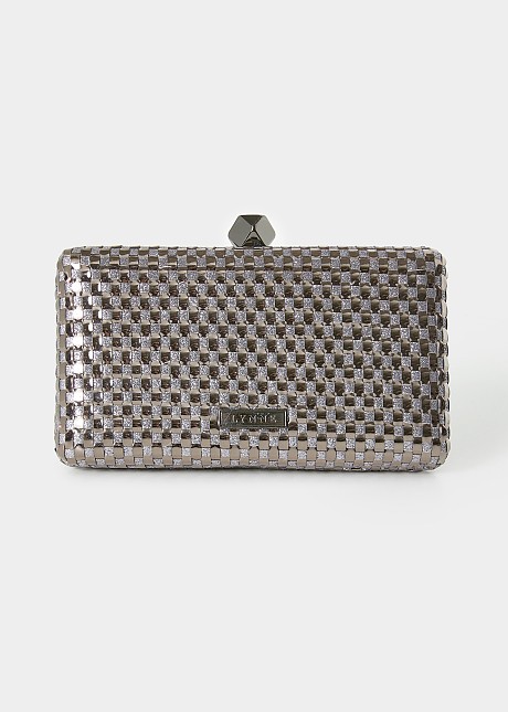 Clutch bag in woven glitter look