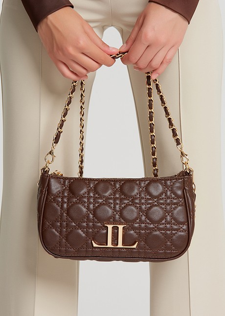 Quilted midi bag in leather look