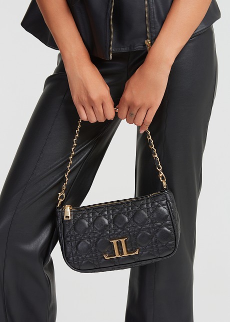 Quilted midi bag in leather look