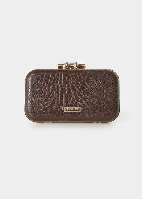 Clutch bag in leather look