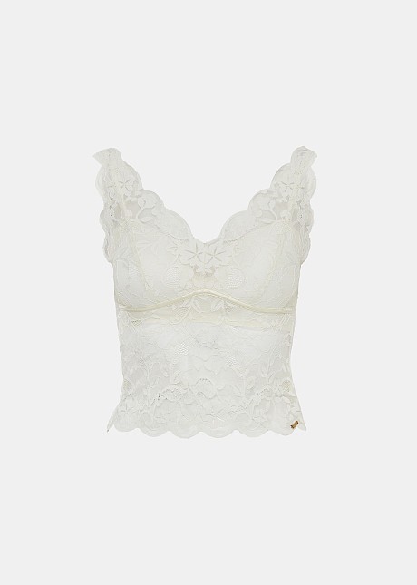 Top Bralette cu dantelă transparentă