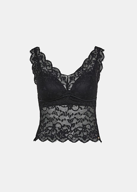 Top Bralette cu dantelă transparentă