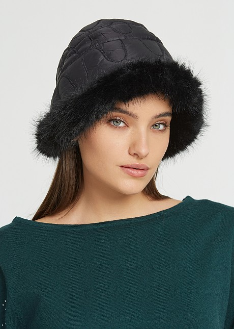 Waterproof hat with faux fur detail