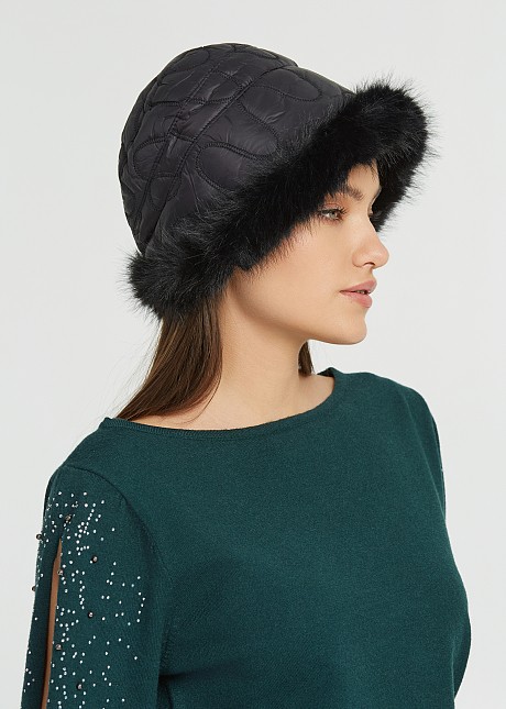 Waterproof hat with faux fur detail