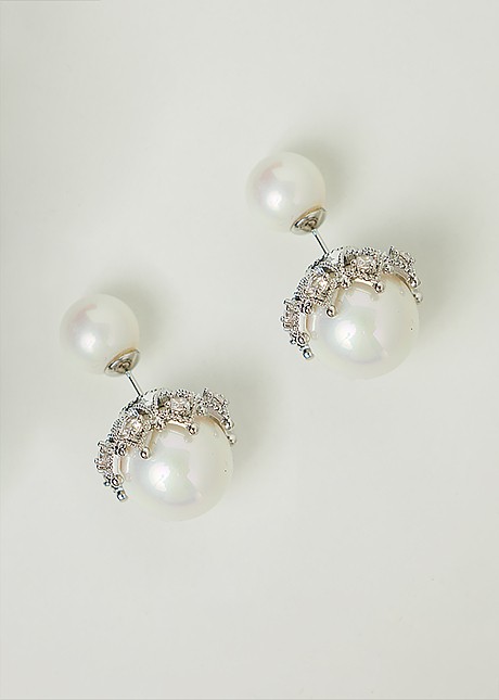 Two pack double pearl earrings