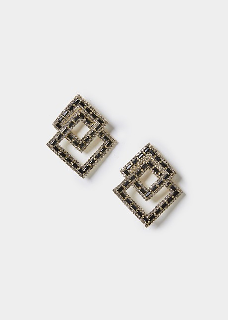 Square stud crystal earrings