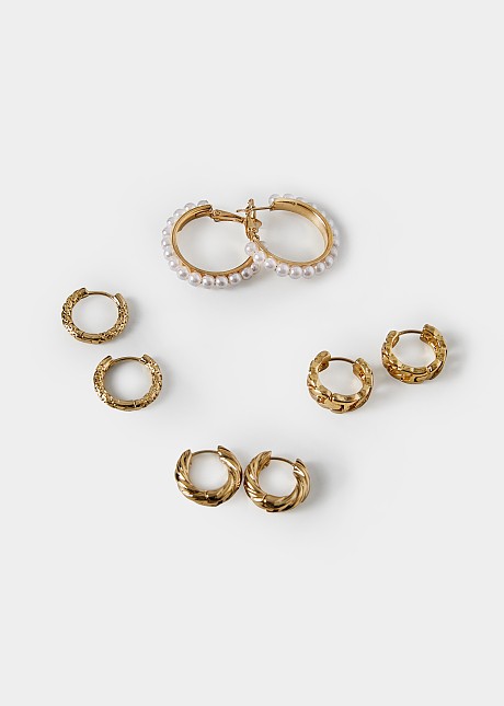 Pack of mini hoops in gold tone