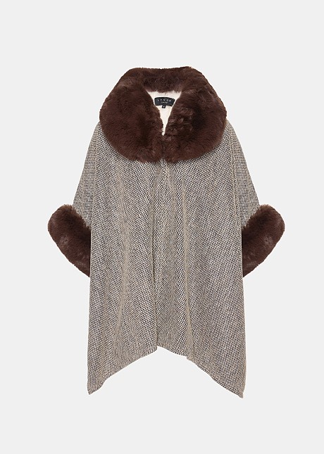 Cape with faux fur details