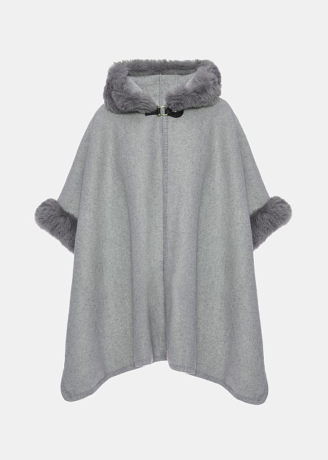 Faux fur cape with pockets