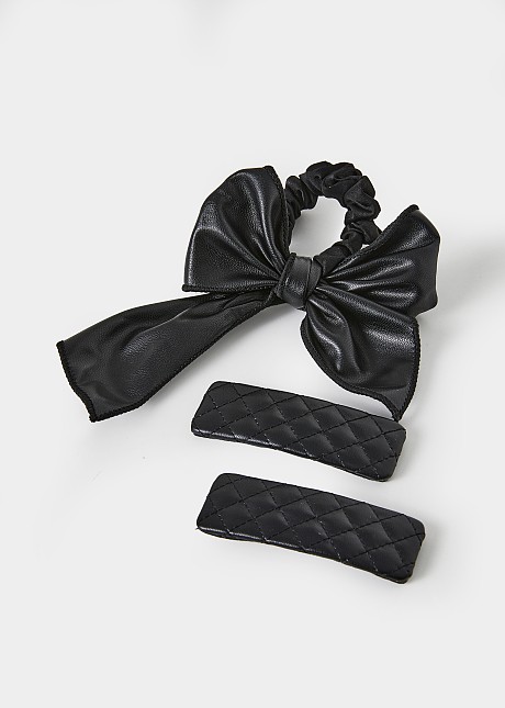 Leather look two pack hair accessories