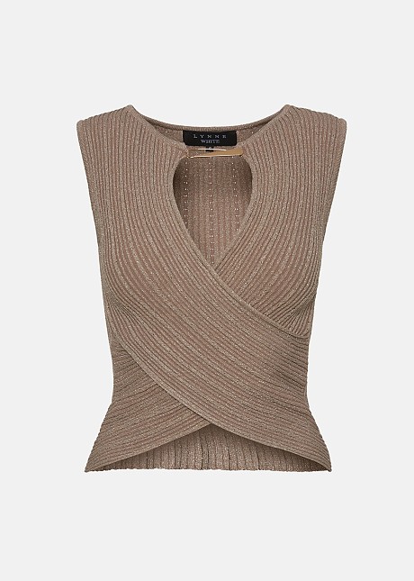 Knitted lurex wrap top