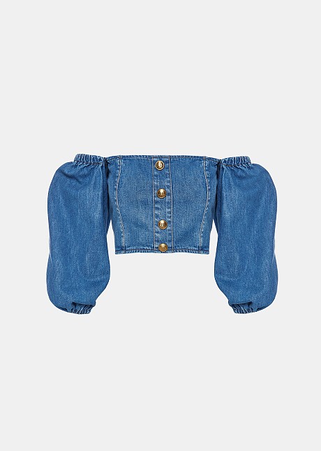 Bardot denim blouse