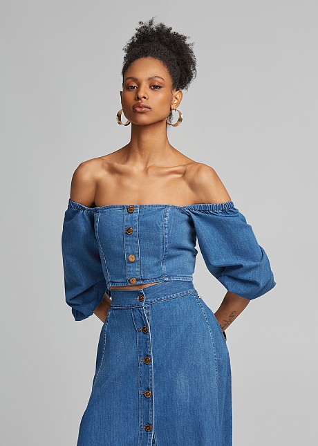 Bardot denim blouse