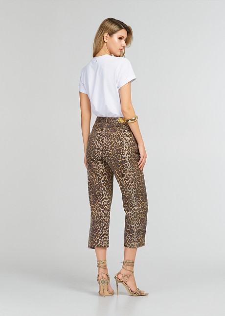 Cotton blouse with animal print logo