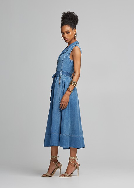 Midi denim shirt dress