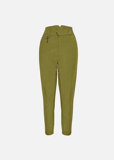 High waisted gabardine chinos