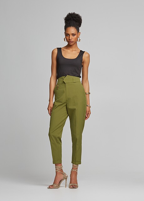 High waisted gabardine chinos