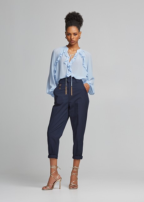 High waisted gabardine chinos