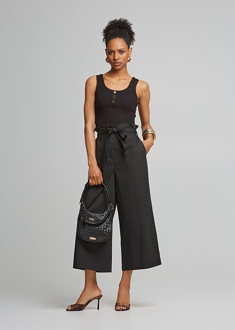 High waisted poplin pants