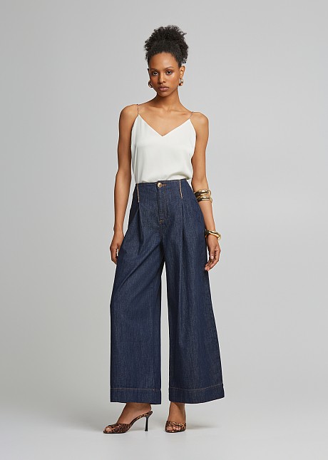 High waisted denim pants