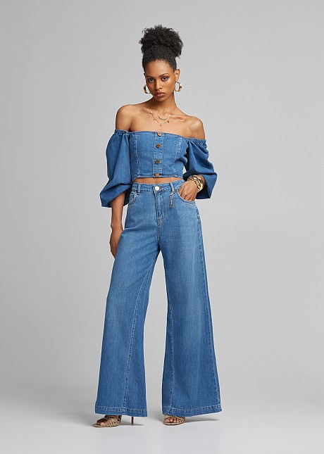 High waisted denim pants