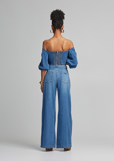 High waisted denim pants