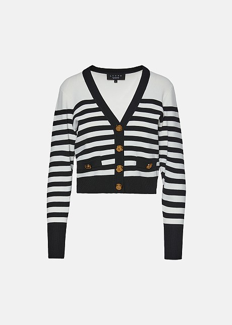 Knitted cardigan in navy stripes