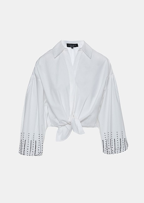 Cotton shirt with hot fix embellishment